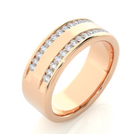 Load image into Gallery viewer, 0.46 CT Men’s Two Row Lab Grown Diamond Ring | 30 Stone Gold Band