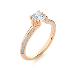 Load image into Gallery viewer, 0.73 CTW Lab-Grown Diamond Pavé Engagement Ring – Round Cut