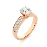 Load image into Gallery viewer, 1.02 CTW Round Lab-Grown Diamond Engagement Ring with Pave Set E-F / VVS-VS