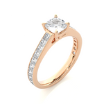 Load image into Gallery viewer, 2.12 CTW Cushion Cut Lab-Grown Diamond Engagement Ring with Princess Channel Set Accents