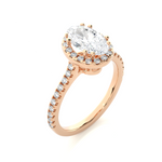 Load image into Gallery viewer, 1.20 CT Oval Halo Lab Grown Diamond Ring with Round Side Stones
