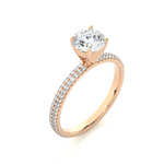 Load image into Gallery viewer, 1.14 CTW Round Lab-Grown Diamond Engagement Ring with Two-Row Micropave Set E-F / VVS-VS