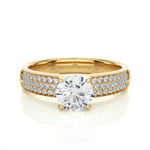 Load image into Gallery viewer, 1.02 CTW Round Lab-Grown Diamond Engagement Ring with Pave Set E-F / VVS-VS