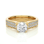 Load image into Gallery viewer, 1.29 CTW Round Lab-Grown Diamond Engagement Ring with Two-Row Pave Set E-F / VVS-VS