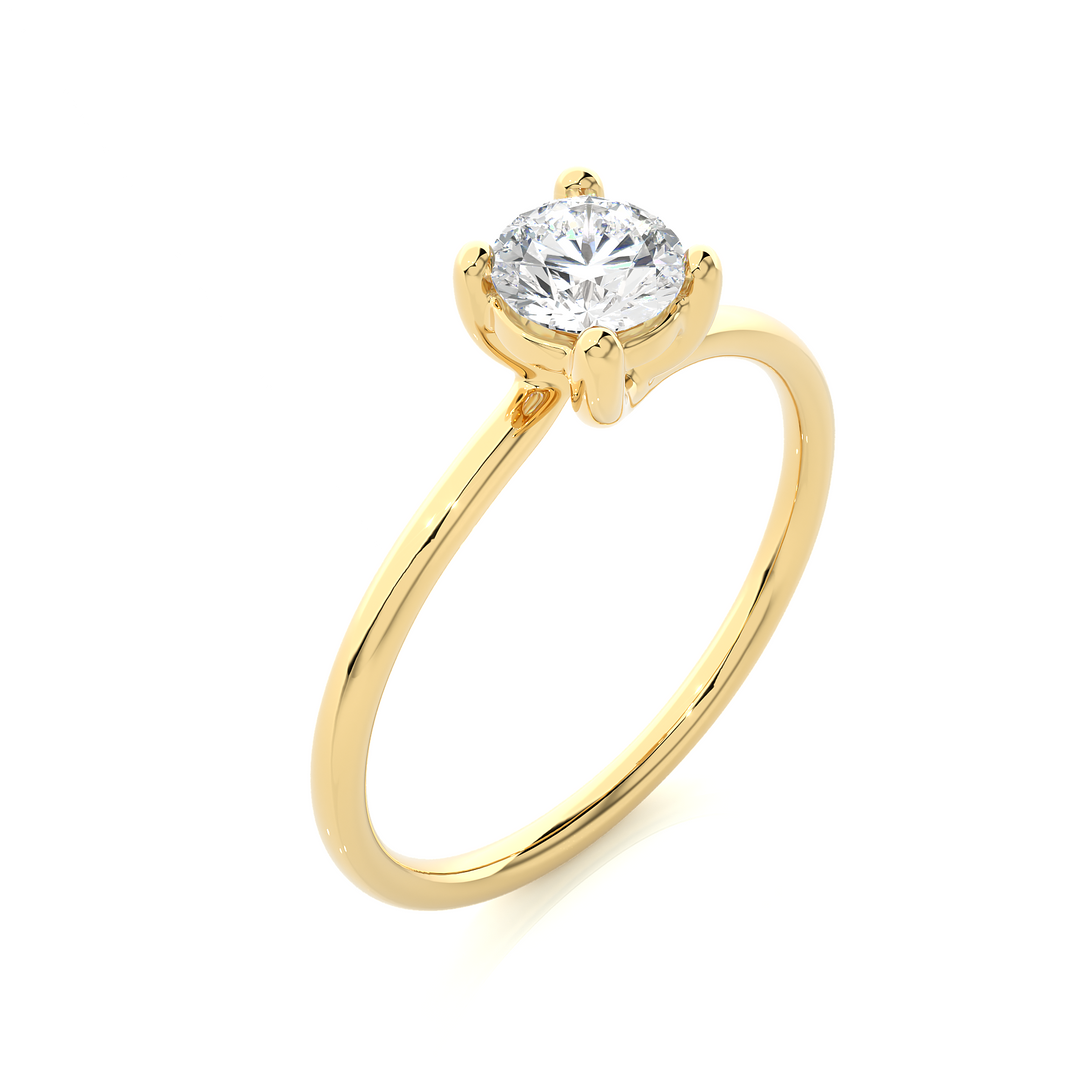 0.53 CT Round Lab Grown Diamond Solitaire Engagement Ring | 1 Stone Gold Band