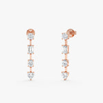 Load image into Gallery viewer, Mixed-Cut Lab-Grown Diamond Long Dangle Earrings 1.34 CTW β 8 Stones | Round, Emerald, Oval & Heart | 10K, 14K, 18K Gold | IGI Certified
