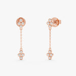 Load image into Gallery viewer, Bezel-Set Round Lab-Grown Diamond Long Dangle Earrings 0.13 CTW – 16 Stones | 10K, 14K, 18K Gold | IGI Certified