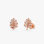 Load image into Gallery viewer, Leaf-Design Lab-Grown Diamond Earrings 0.08 CTW – 26 Round Stones | 10K, 14K, 18K Gold | IGI Certified