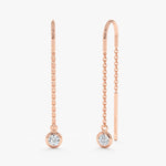 Load image into Gallery viewer, Bezel-Set Round Lab-Grown Diamond Dangle Drop Earrings 0.22 CTW – 2 Stones | 10K, 14K, 18K Gold | IGI Certified