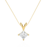 Load image into Gallery viewer, 0.50 CT Lab-Grown Diamond Solitaire Pendant Necklace | Princess Cut | 4-Prong | Solid Gold