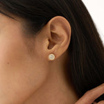 Load image into Gallery viewer, Bezel-Set Halo Lab-Grown Diamond Earrings 0.60 CTW – 24 Round Stones | 10K, 14K, 18K Gold | IGI Certified