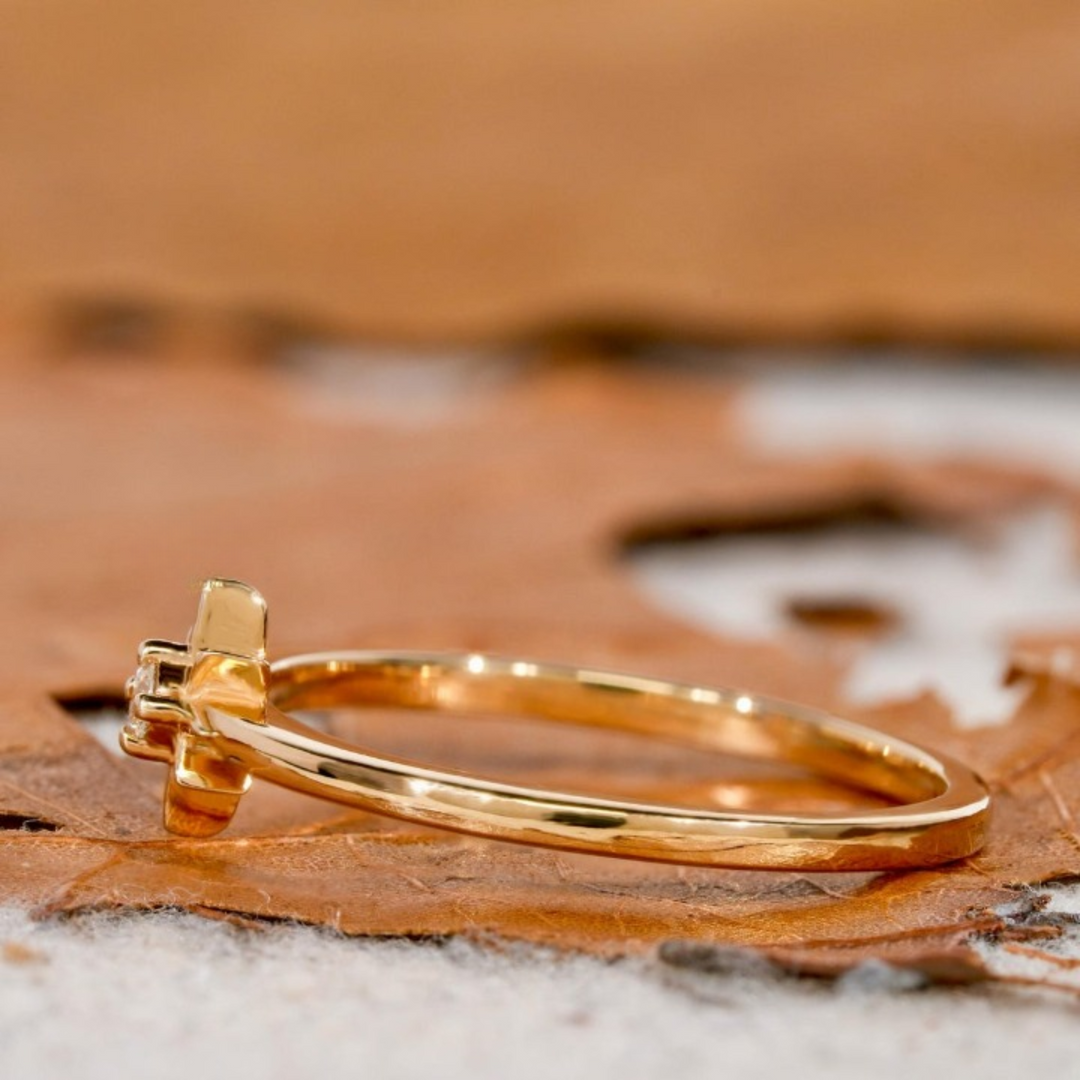 North Star Lab Grown Diamond Ring in Yellow Gold | Celestial Stackable Band | 10K/14K/18K