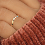 Load image into Gallery viewer, Wavy Gold Band with Lab Grown Diamond | 0.02 Carat | Minimalist Stackable Ring | 10K/14K/18K Yellow Gold