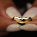 Load image into Gallery viewer, Wavy Gold Band with Lab Grown Diamond | 0.02 Carat | Minimalist Stackable Ring | 10K/14K/18K Yellow Gold