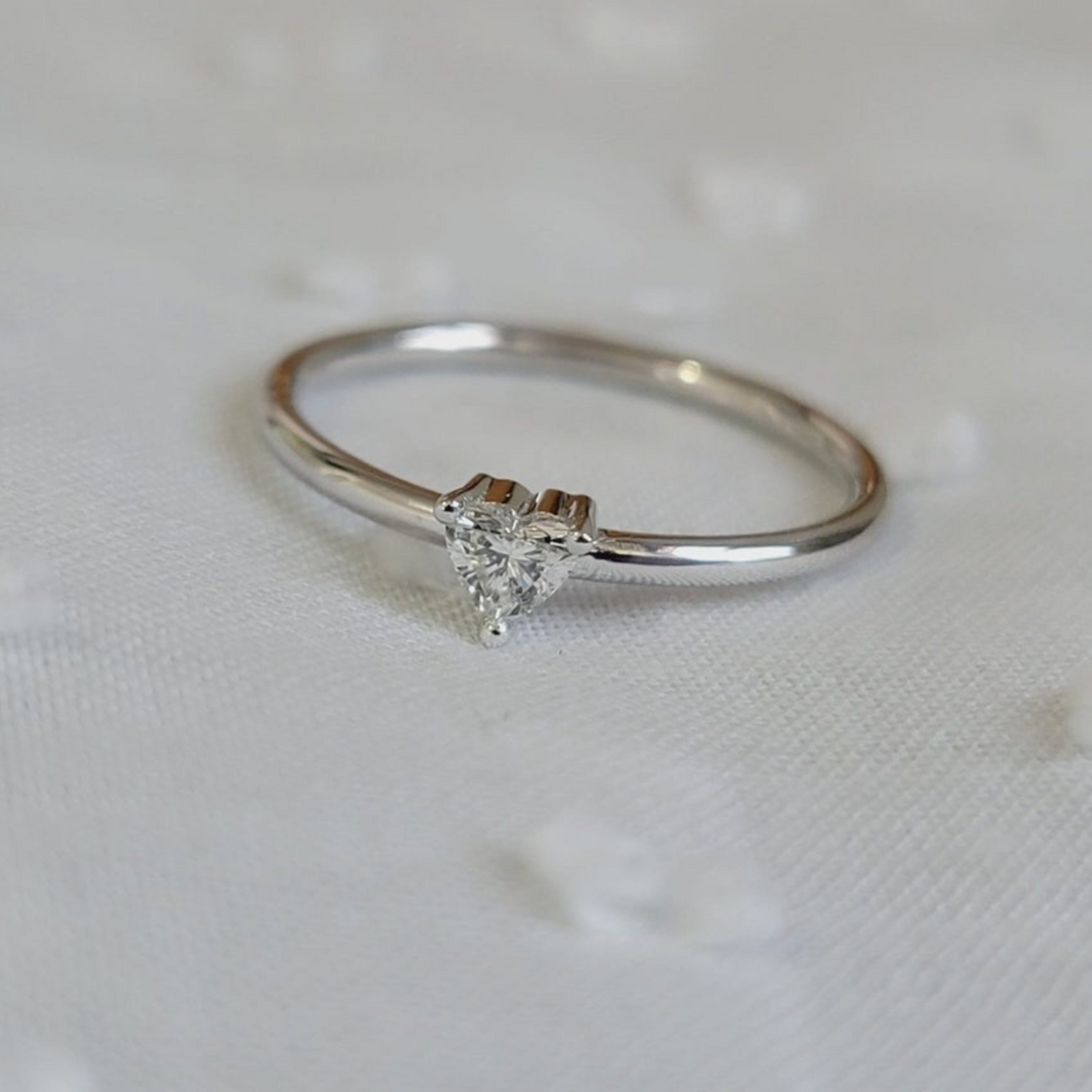 Heart Shaped Lab Grown Diamond Ring | 0.30 Carat | Dainty Solitaire | 10K/14K/18K Gold