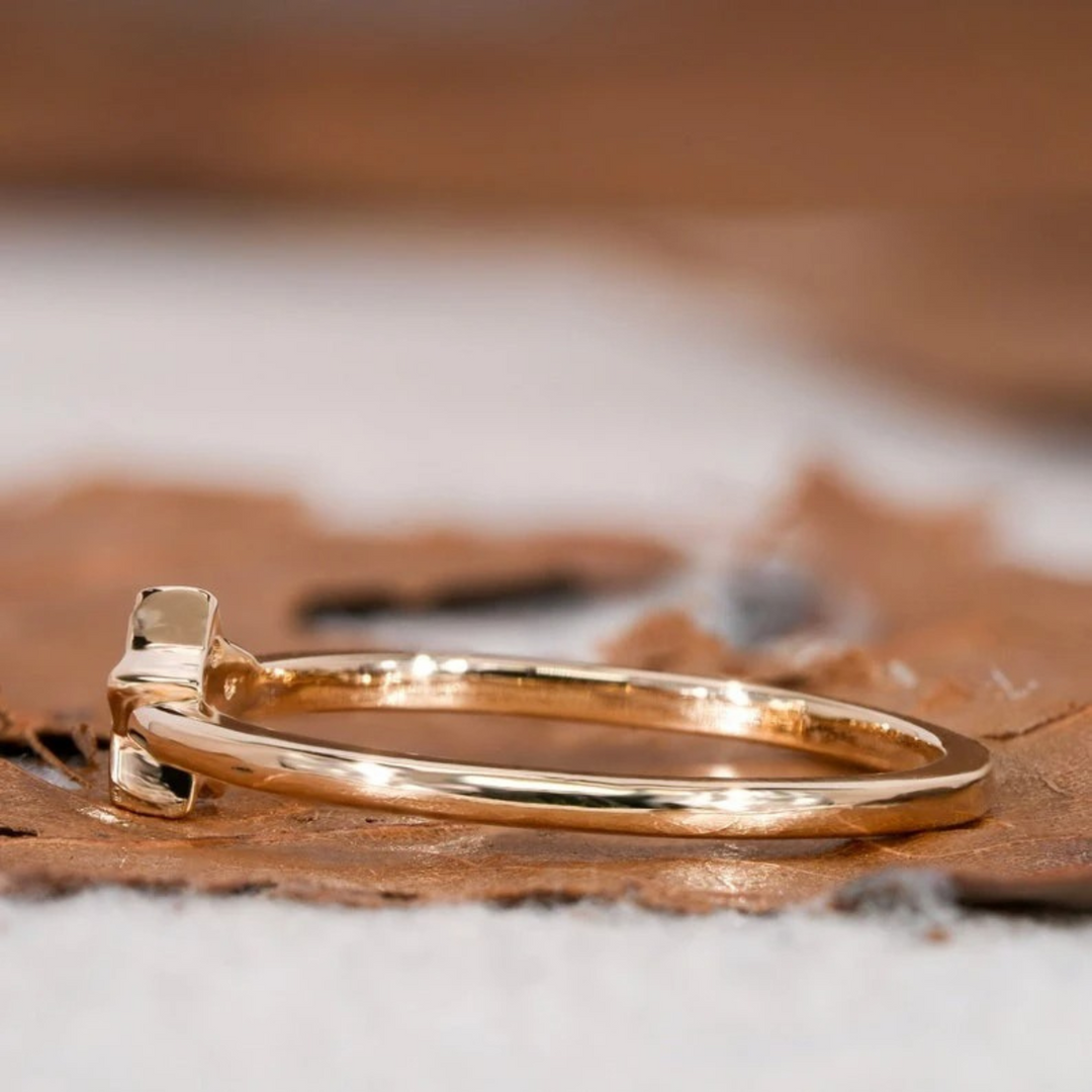 Star Diamond Ring in Yellow Gold | 0.04 Carat | Lab Grown | Dainty Pavé Celestial Ring | 10K/14K/18K