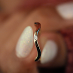 Load image into Gallery viewer, Wavy Gold Band with Lab Grown Diamond | 0.02 Carat | Minimalist Stackable Ring | 10K/14K/18K Yellow Gold