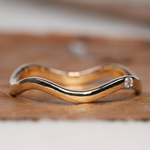 Load image into Gallery viewer, Wavy Gold Band with Lab Grown Diamond | 0.02 Carat | Minimalist Stackable Ring | 10K/14K/18K Yellow Gold