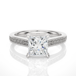 Load image into Gallery viewer, 1.95 CTW Princess Cut Lab-Grown Diamond Channel Set Engagement Ring E-F / VVS-VS