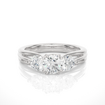 Load image into Gallery viewer, 1.39 CT Round Lab Grown Diamond Three Stone Ring | 3 Stone Gold Band