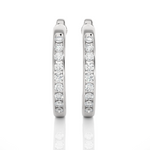 Load image into Gallery viewer, Round Lab Grown Diamond Half-Hoop Earrings 0.46 CTW – 18 Stones, 10K 14K 18K White Yellow Rose Gold, IGI Certified