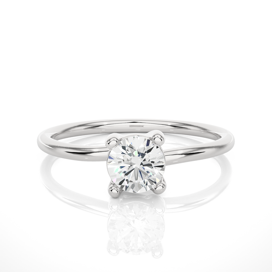 0.53 CT Round Lab Grown Diamond Solitaire Engagement Ring | 1 Stone Gold Band