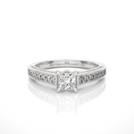 Load image into Gallery viewer, 1.27 CTW Princess & Round Lab-Grown Diamond Engagement Ring with Channel & Prong Set E-F / VVS-VS
