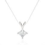 Load image into Gallery viewer, 0.50 CT Lab-Grown Diamond Solitaire Pendant Necklace | Princess Cut | 4-Prong | Solid Gold