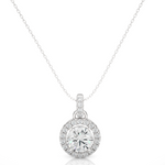 Load image into Gallery viewer, 1.52 CT Lab-Grown Diamond Halo Pendant Necklace | Round Diamonds | Solid Gold