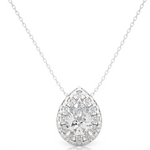 Load image into Gallery viewer, 0.80 CT Lab-Grown Diamond Halo Pendant Necklace | Pear & Round Diamonds | Solid Gold