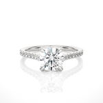 Load image into Gallery viewer, 1.58 CTW Round Lab-Grown Diamond Engagement Ring with Micropave & Prong Set E-F / VVS-VS
