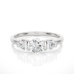 Load image into Gallery viewer, 0.88 CT Round Lab Grown Diamond Bar Setting Ring | 3 Stone Gold Band