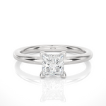 Load image into Gallery viewer, 0.78 CT Princess Cut Lab Grown Diamond Solitaire Engagement Ring | Four Prong Gold Band