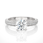 Load image into Gallery viewer, 1.53 CTW Round Lab-Grown Diamond Engagement Ring with Three-Row Micropave Set E-F / VVS-VS