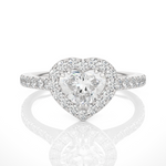 Load image into Gallery viewer, 1.33 CT Heart Halo Lab Grown Diamond Ring with Round Side Stones