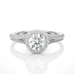 Load image into Gallery viewer, 1.07 CT Split Shank Halo Lab Grown Round Diamond Ring with 115 Stones