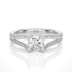 Load image into Gallery viewer, 1.08 CTW Round Lab-Grown Diamond Engagement Ring with Split Shank & Hidden Halo E-F / VVS-VS
