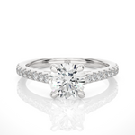 Load image into Gallery viewer, 1.36 CTW Round Lab-Grown Diamond Engagement Ring with Claw & Micropave Set E-F / VVS-VS