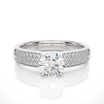 Load image into Gallery viewer, 1.02 CTW Round Lab-Grown Diamond Engagement Ring with Pave Set E-F / VVS-VS