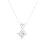 Load image into Gallery viewer, 0.50 CT Lab-Grown Diamond Solitaire Pendant Necklace | Princess Cut | 4-Prong | Solid Gold