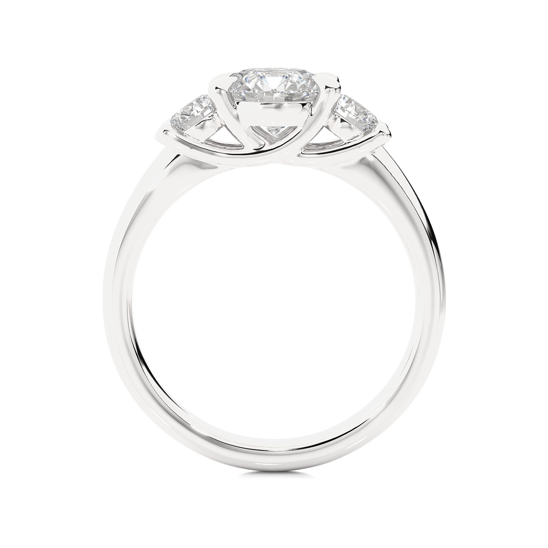 1.39 CT Round Lab Grown Diamond Three Stone Ring | 3 Stone Gold Band
