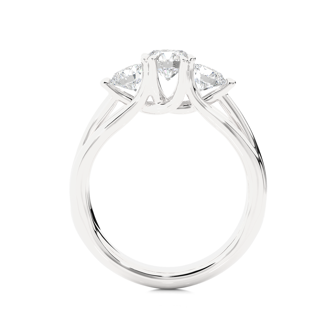 1.39 CT Round Lab Grown Diamond Three Stone Ring | 3 Stone Gold Band