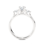 Load image into Gallery viewer, 0.96 CT Princess Cut Three Stone Lab Grown Diamond Ring with Round Side Stones