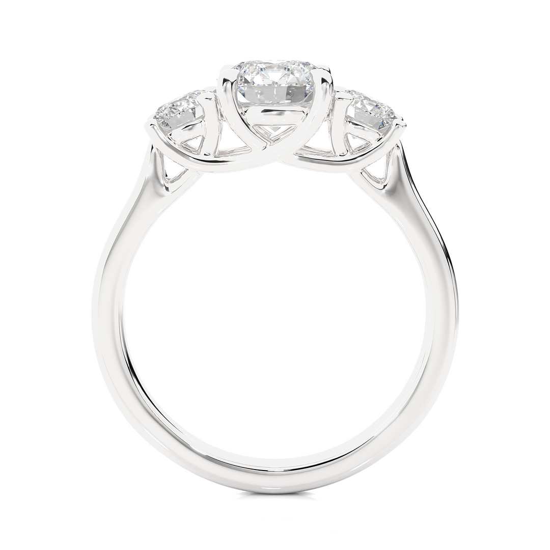 1.95 CT Round Lab Grown Diamond Three Stone Ring | 3 Stone Gold Band