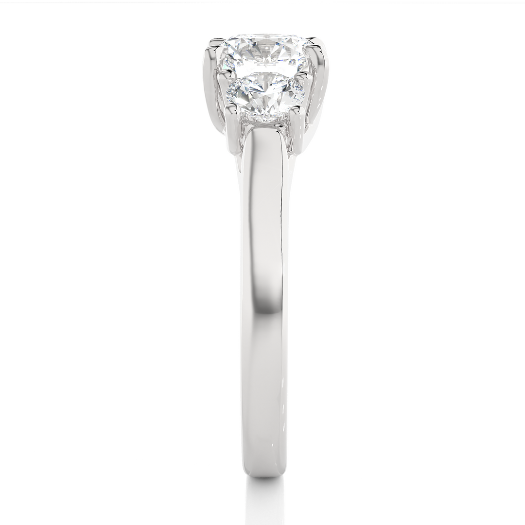 1.95 CT Round Lab Grown Diamond Three Stone Ring | 3 Stone Gold Band