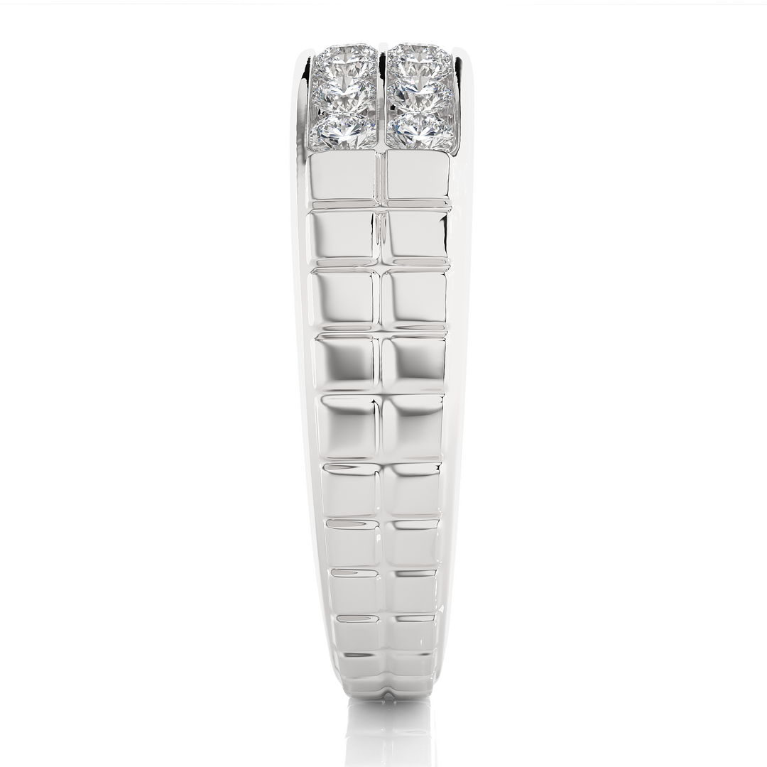 0.82 CT Round Lab Grown Diamond Men’s Ring | 14 Stone Gold Band