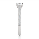 Load image into Gallery viewer, 1 CTW Round Lab-Grown Diamond Engagement Ring with Three-Row Thin Pave Band E-F / VVS-VS