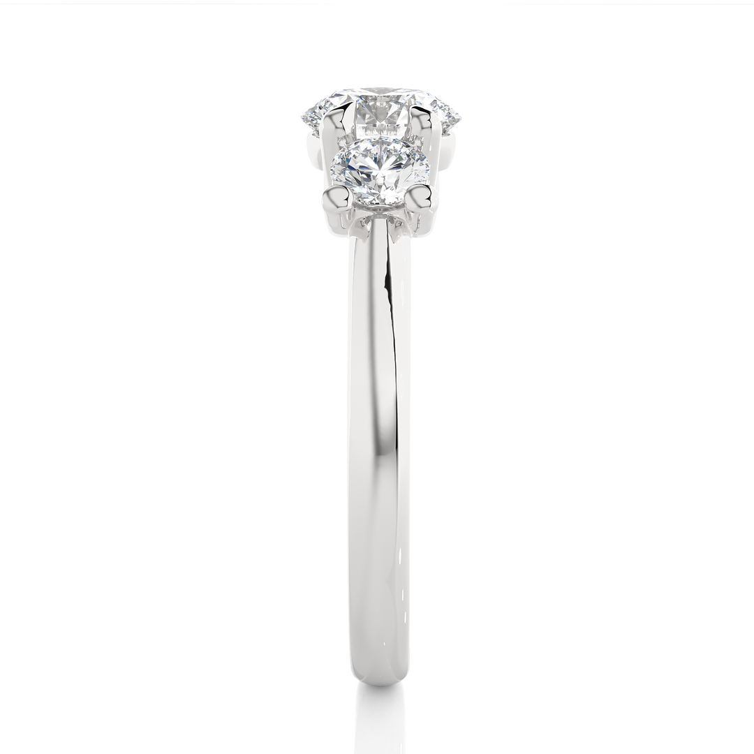 1.39 CT Round Lab Grown Diamond Three Stone Ring | 3 Stone Gold Band