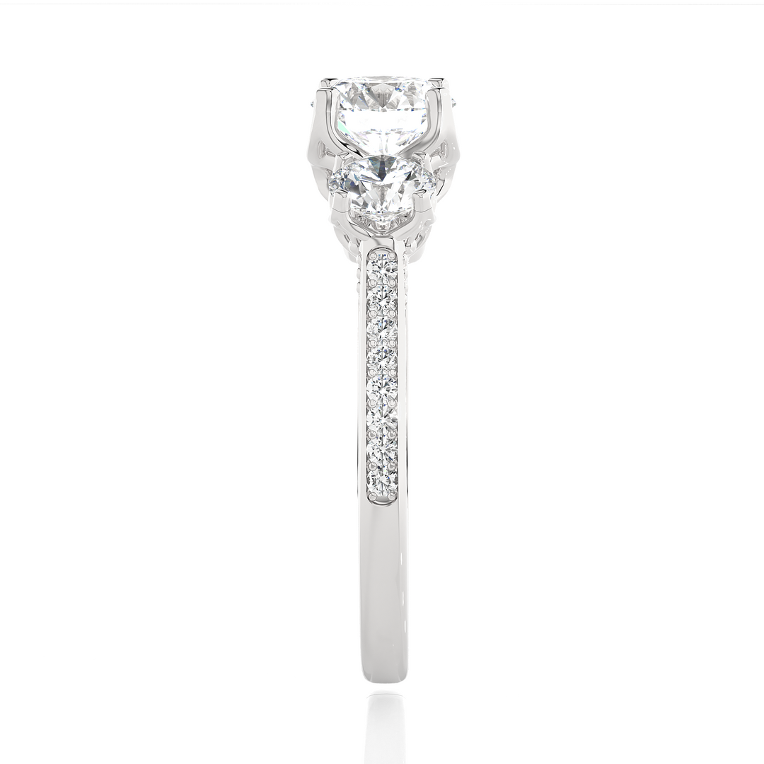 1.91 CT All Round Lab Grown Diamond Three Stone Ring | 55 Stone Gold Band