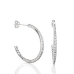 Load image into Gallery viewer, Thin Round Lab Grown Diamond Half-Hoop Earrings 0.38 CTW – 70 Stones, 10K 14K 18K White Yellow Rose Gold, IGI Certified